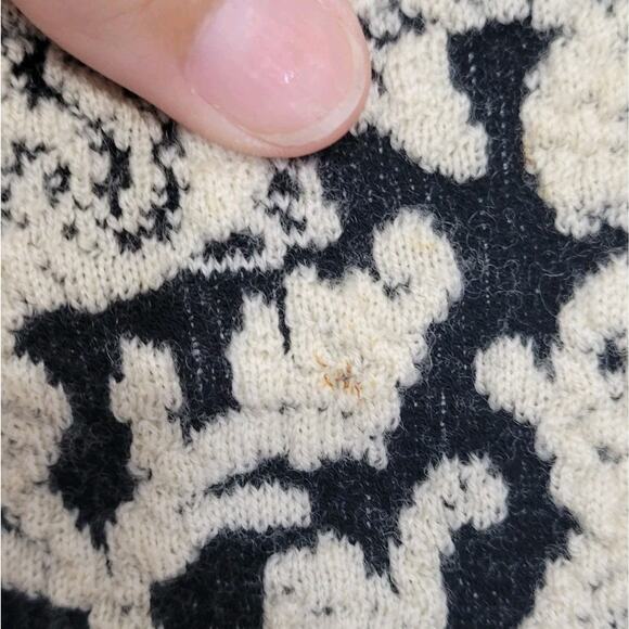 Valentina Shah Cream & Black Knit Wool Blend Short Sleeve Peplum Top Size Large - Picture 9 of 9